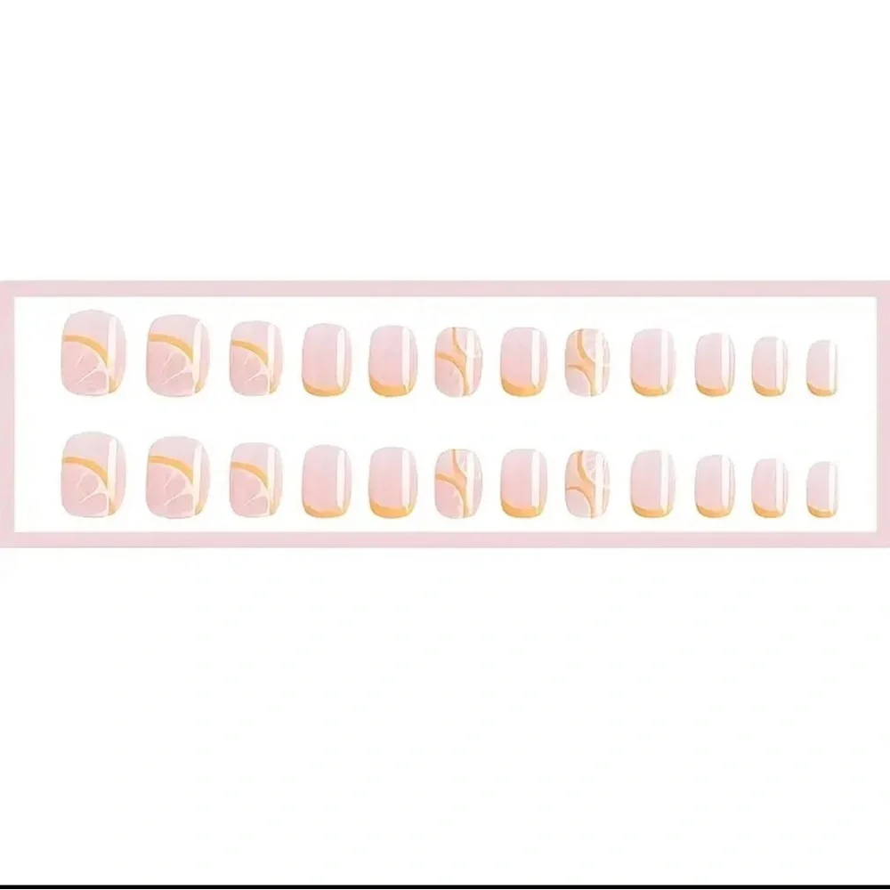 Summer lemon yellow French tip press on nails reusable 24 pcs short length NWT - Picture 14 of 15